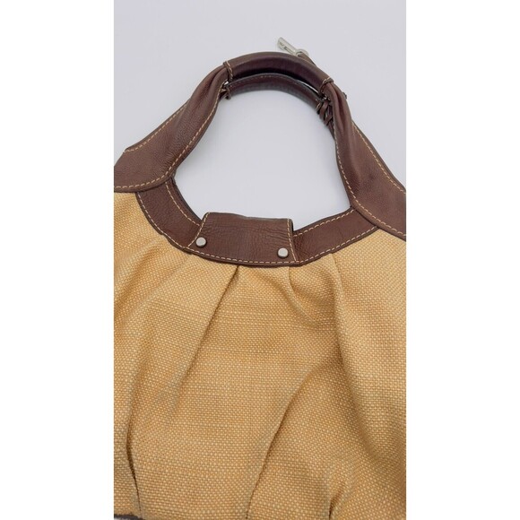 Fossil Hobo Tweed‎ Leather Bag Light Dark Brown Floral Lining silver buckle - Picture 5 of 16